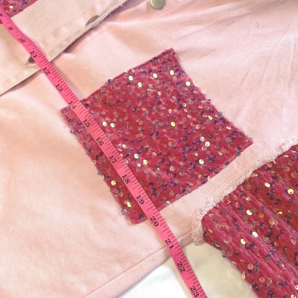 Fantastic Fawn Jacket Womens S Pink Sequin Shacket Western Festival Concert - Picture 7 of 11